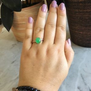 Vintage Sterling Silver Jadeite Ring Size 9.75